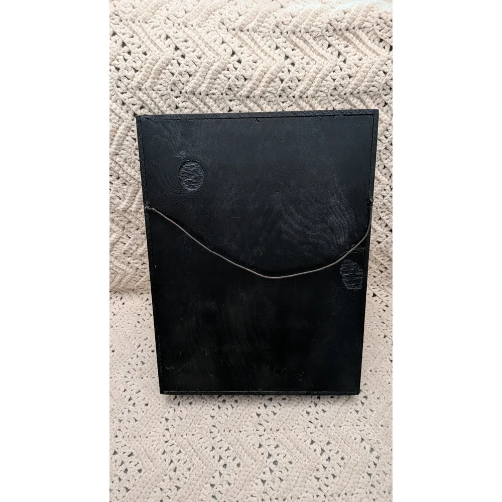 Vintage Black Wooden Shadow Box Wall Hanging Display Case 7 Compartment Trinket